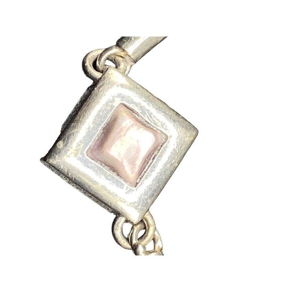 Sterling silver 925 bracelet with three diamond shaped squares with abalone - Picture 4 of 6
